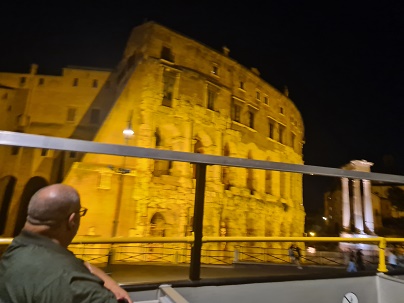 Rome, Night bus tour - Marcello Theater, Roman theater started by Julius Caesar & pre-dating the Colosseum, the setting for summer concerts.