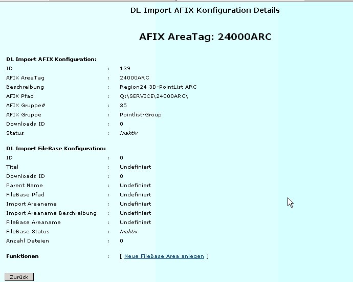 Screenshot Admin Console incl. AFIX Config Details